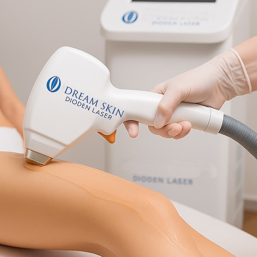 Dauerhafte Haarentfernung in Berlin mit dem Diodenlaser – Handstück auf dem Bein